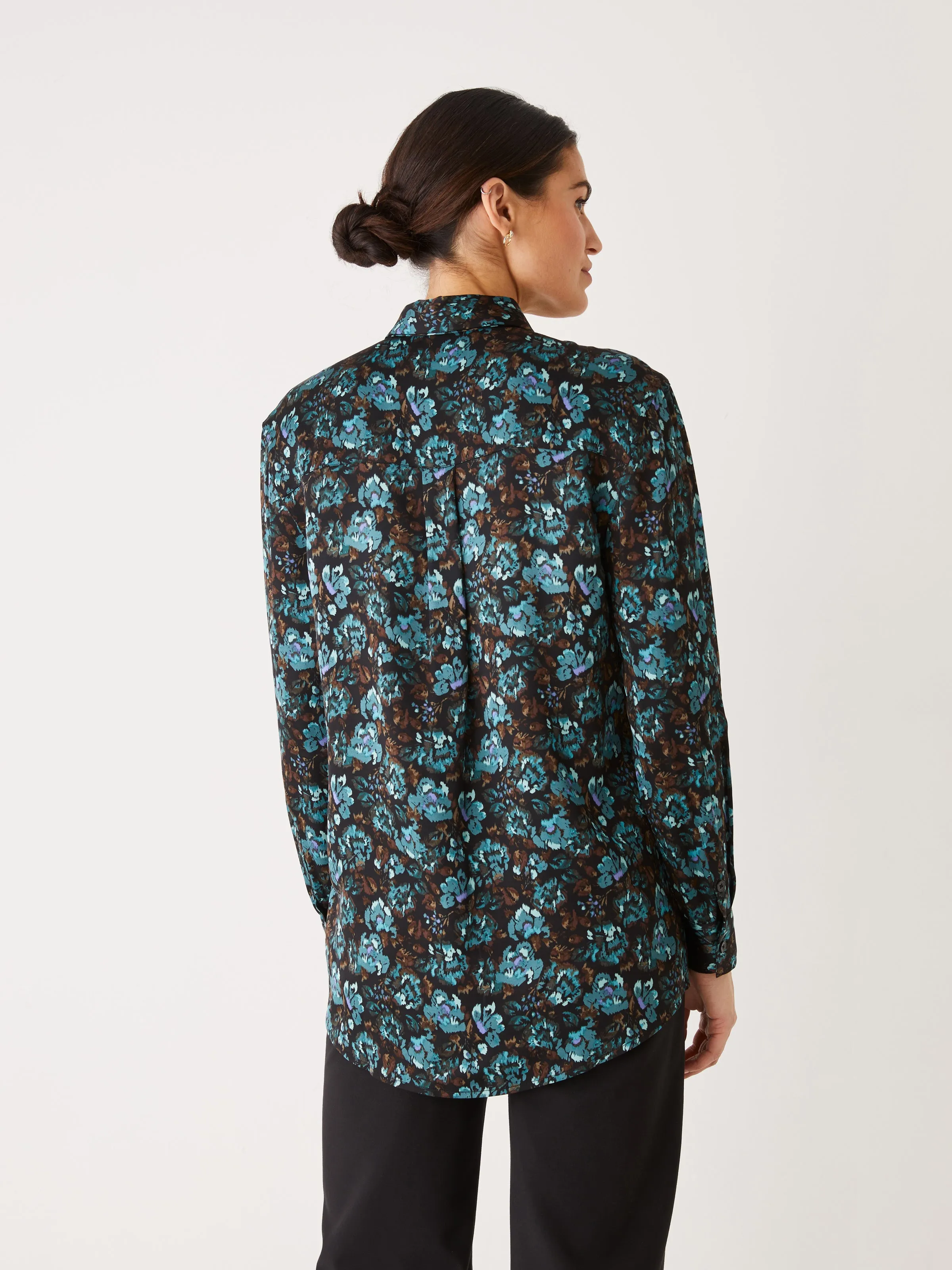 The Satin Blouse in Dark Green