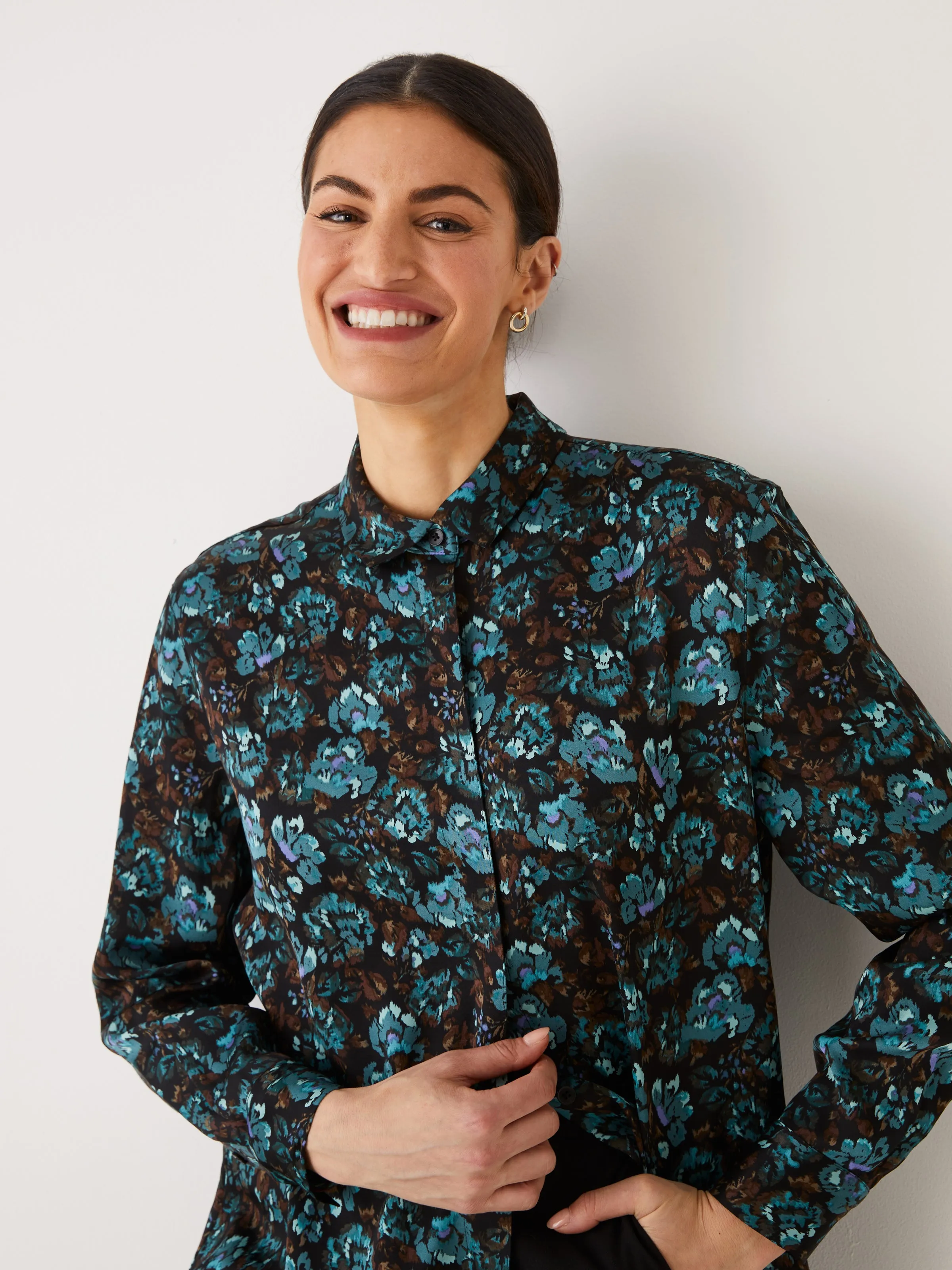 The Satin Blouse in Dark Green