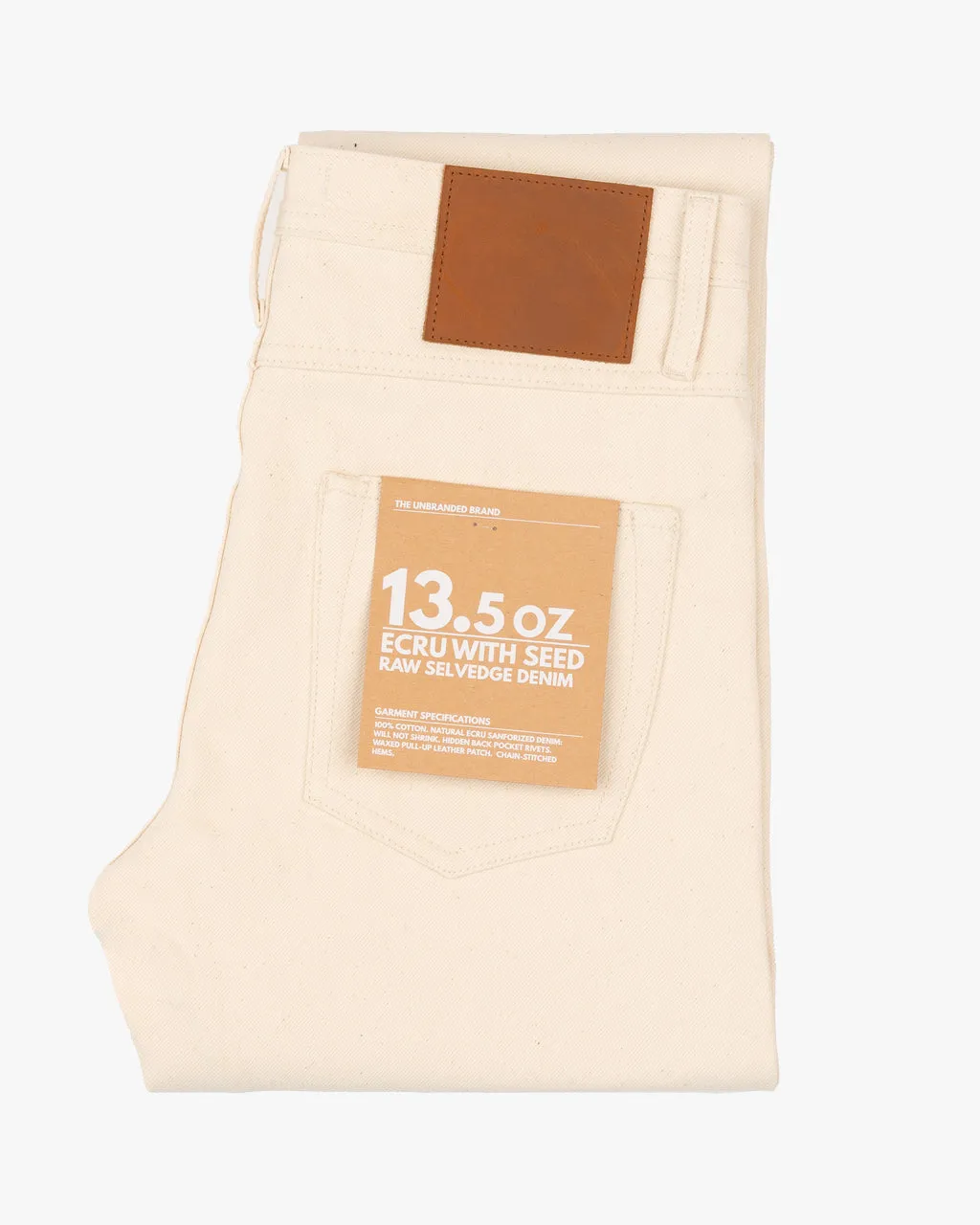 Unbranded UB397 Ecru With Seed Selvedge 13.5oz Straight Fit Mens Jeans - Natural