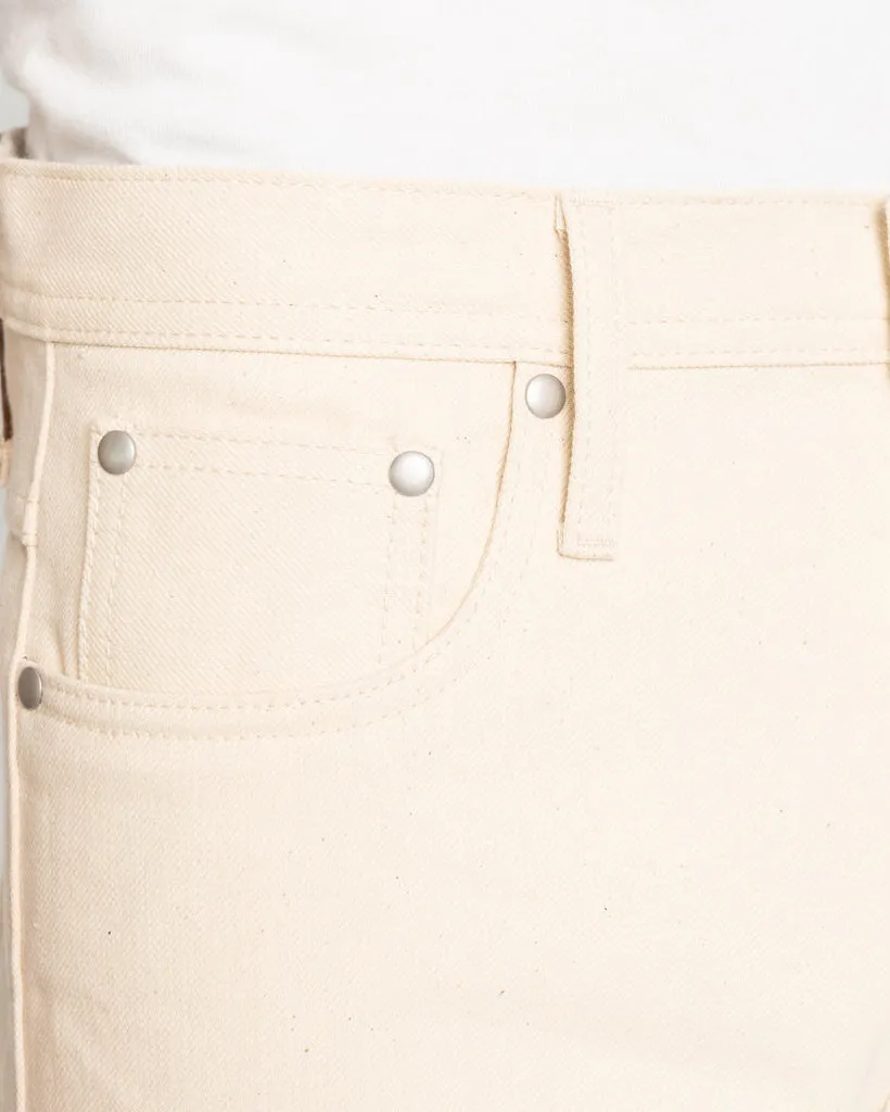 Unbranded UB397 Ecru With Seed Selvedge 13.5oz Straight Fit Mens Jeans - Natural