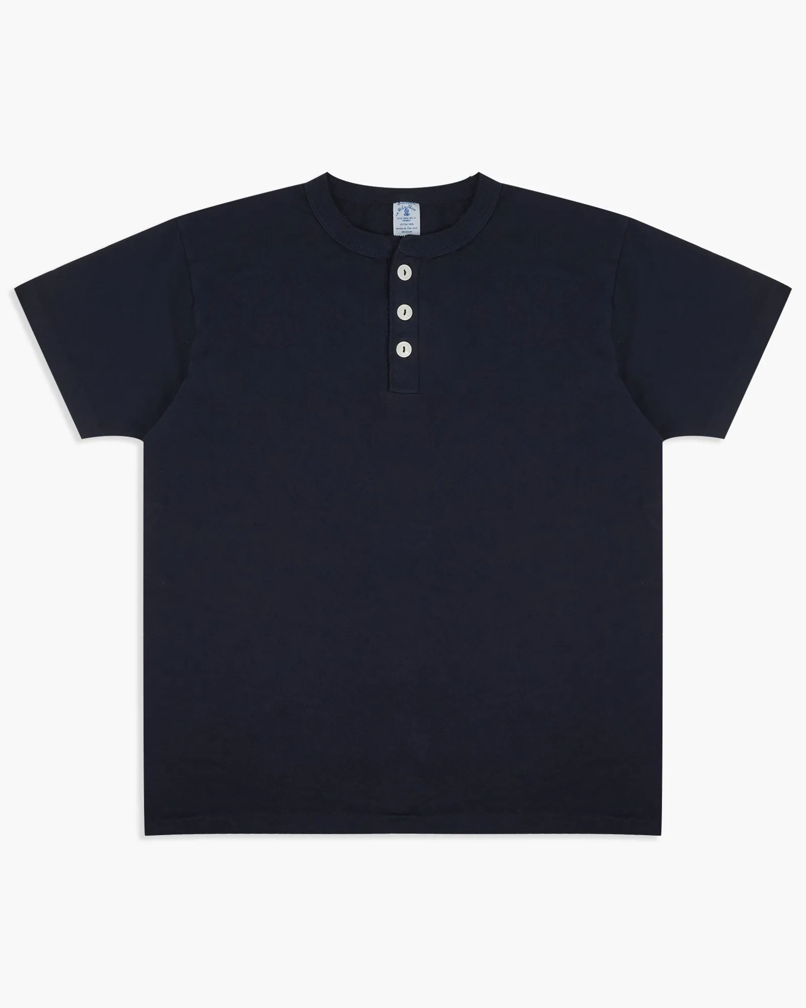 Velva Sheen 14/1 Pigment S/S Henley Tee - V.Navy