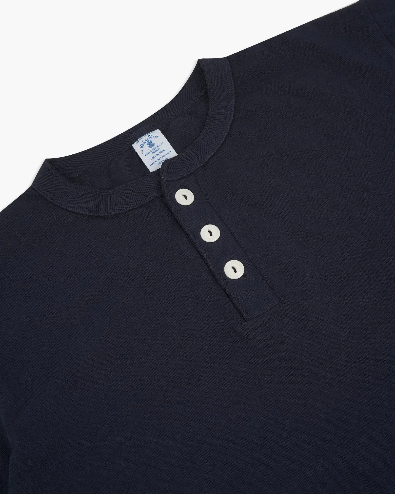 Velva Sheen 14/1 Pigment S/S Henley Tee - V.Navy