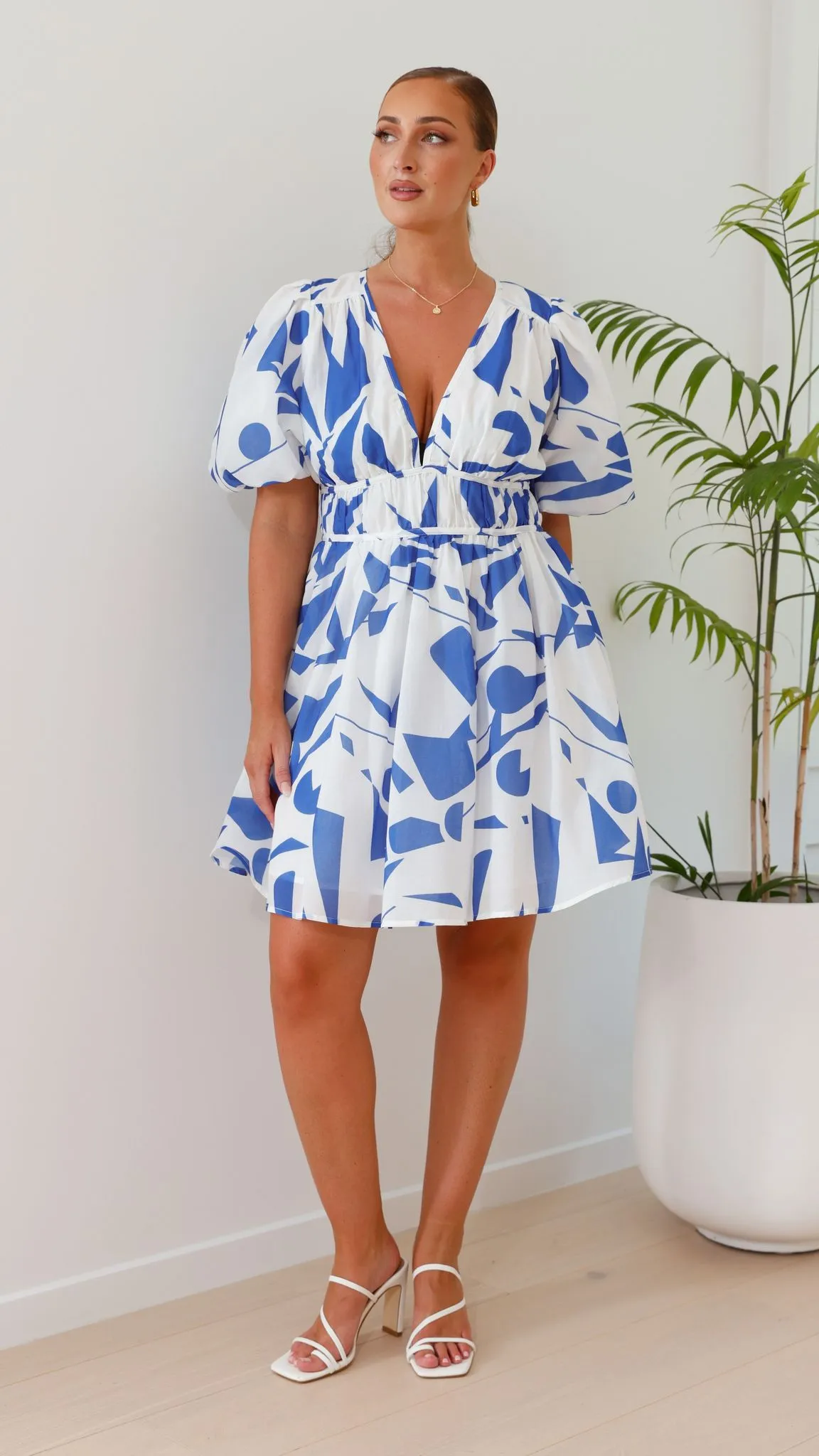 Venice Mini Dress - Blue/White