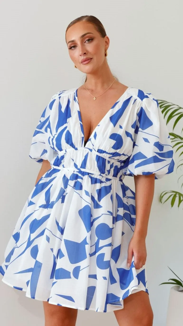Venice Mini Dress - Blue/White