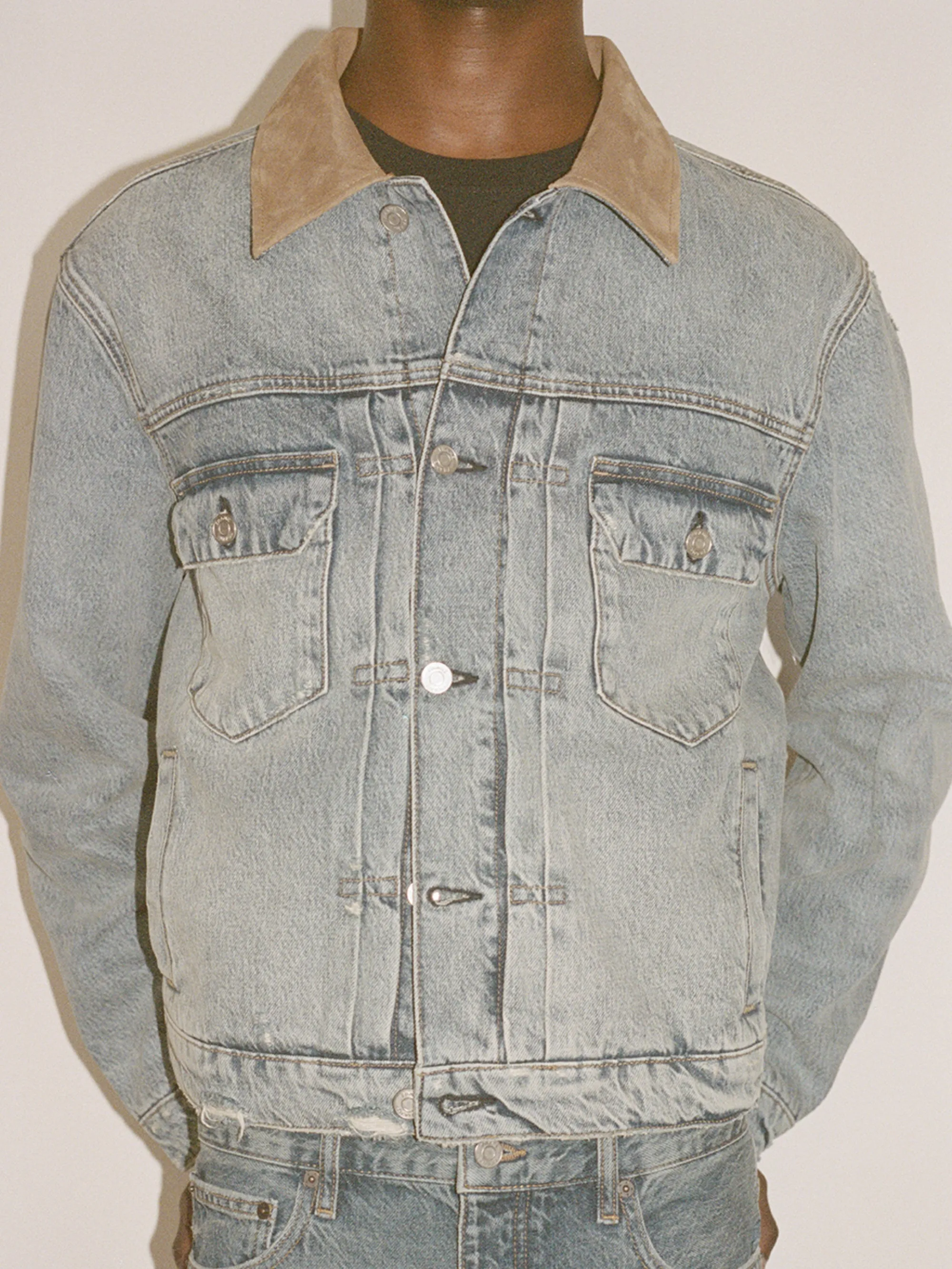 Vintage Denim Jacket -- Blue Beach Rips