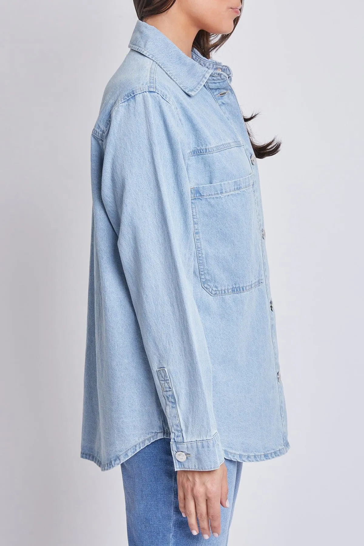 Women’s Oversized Shacket with Front Patch Pockets