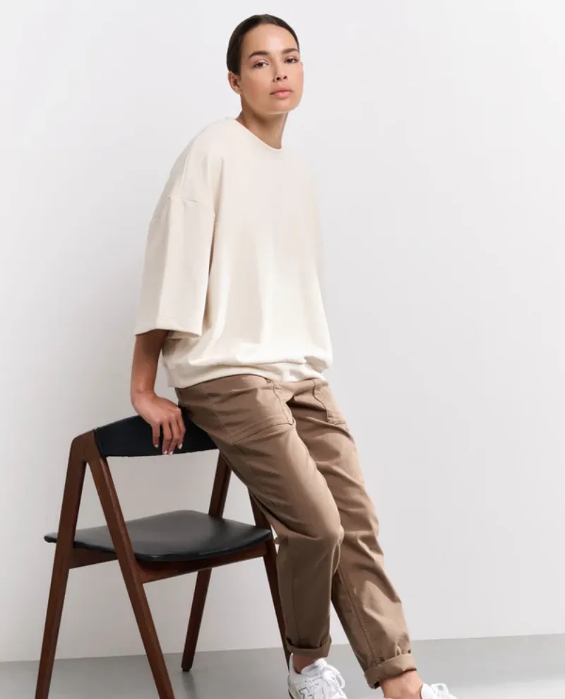 Yaya Off White Short Sleeve Sweatshirt