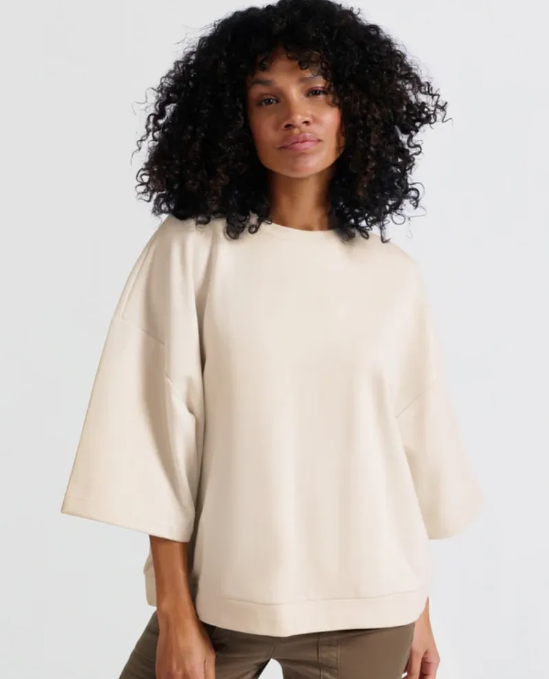 Yaya Off White Short Sleeve Sweatshirt