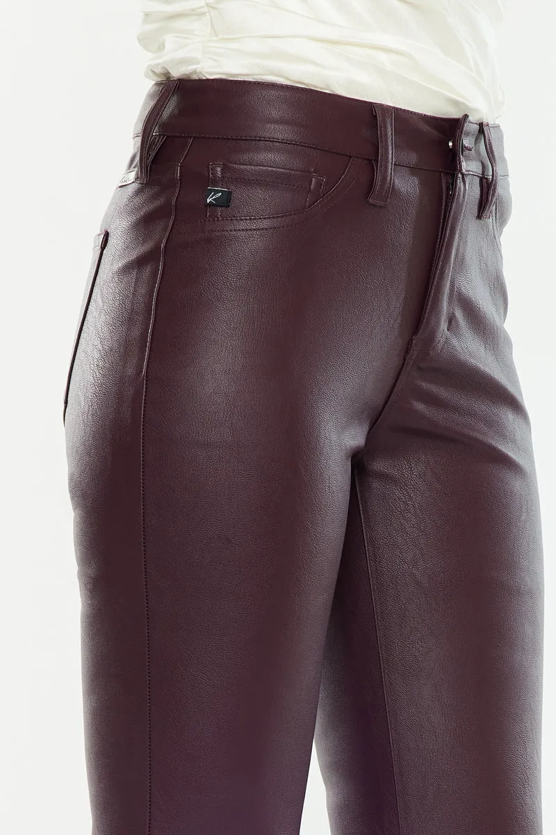 Yoko Mid Rise Faux Leather Bootcut Pants