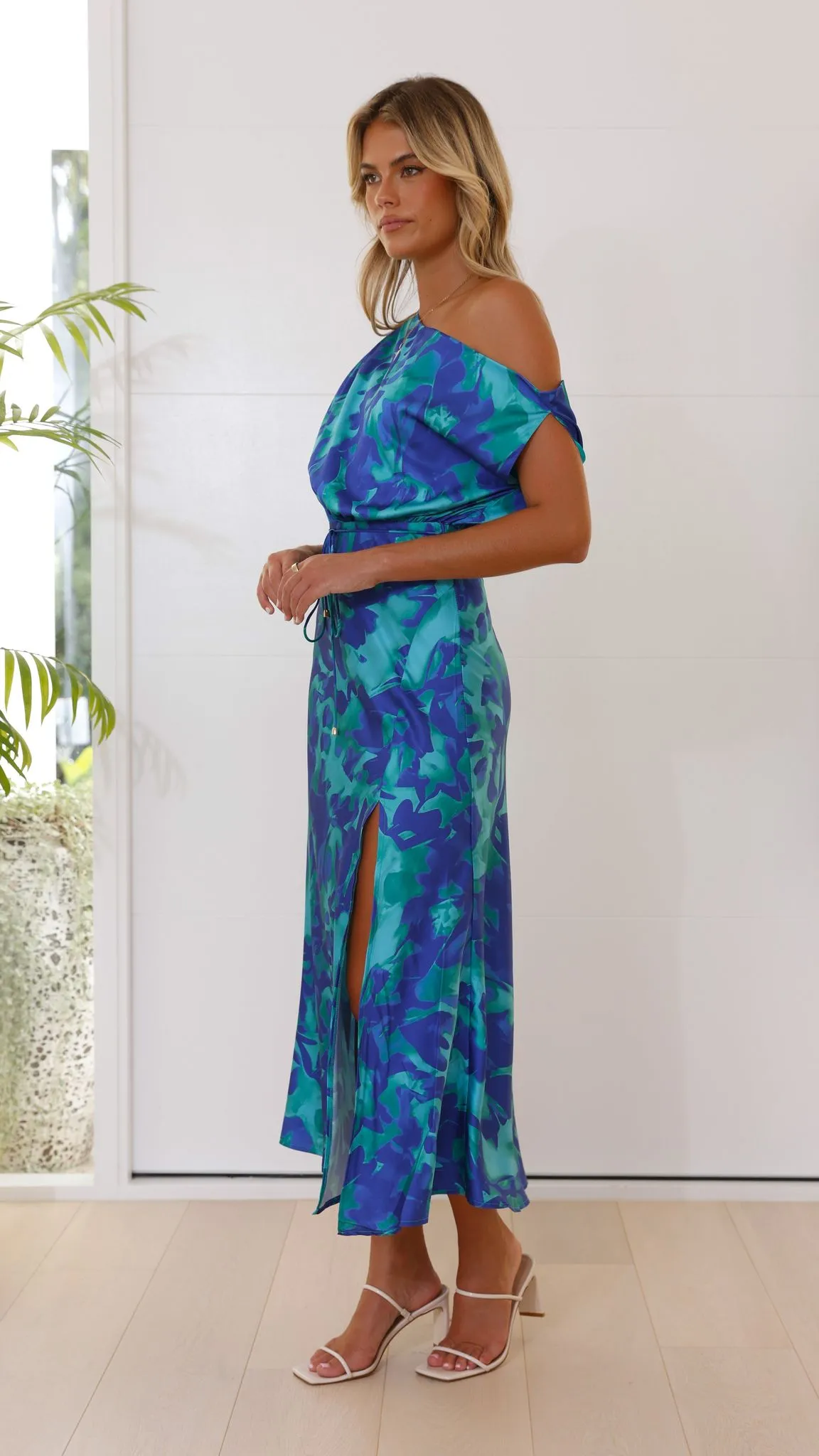 Zabby Maxi Dress - Green / Blue Print